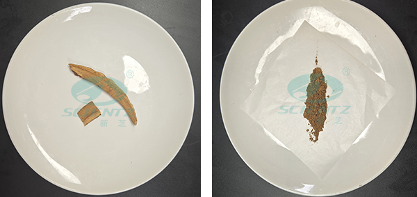 靈芝研磨前后對(duì)比圖